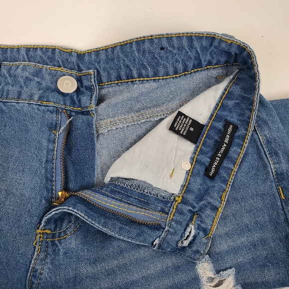 Rue21 High Rise Ankle Straight Leg Denim Jeans Size 8 Cotton Distressed Womens - Picture 6 of 7